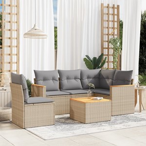 Maison exclusive - salon de jardin avec coussins 6pcs mélange beige résine tress