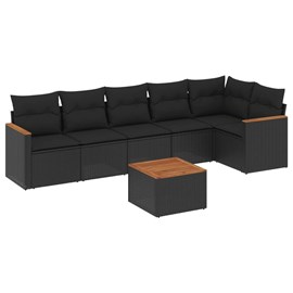 Maison exclusive - salon de jardin 7 pcs avec coussins noir résine tressée