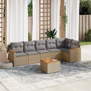 Maison exclusive - salon de jardin avec coussins 7pcs mélange beige résine tress