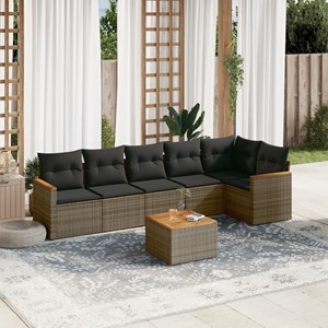 Maison exclusive - salon de jardin avec coussins 7 pcs gris résine tressée
