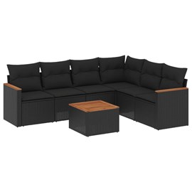 Maison exclusive - salon de jardin 7 pcs avec coussins noir résine tressée