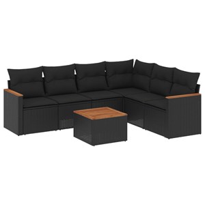 Maison exclusive - salon de jardin 7 pcs avec coussins noir résine tressée