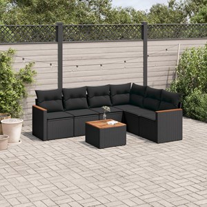 Maison exclusive - salon de jardin 7 pcs avec coussins noir résine tressée