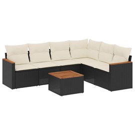 Maison exclusive - salon de jardin 7 pcs avec coussins noir résine tressée