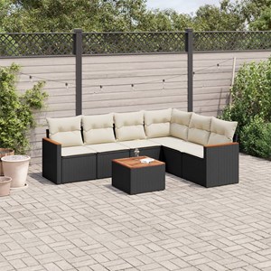 Maison exclusive - salon de jardin 7 pcs avec coussins noir résine tressée