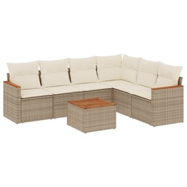 Maison exclusive - salon de jardin avec coussins 7 pcs beige résine tressée