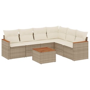 Maison exclusive - salon de jardin avec coussins 7 pcs beige résine tressée