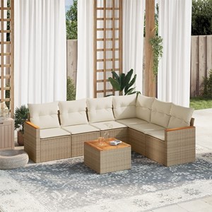 Maison exclusive - salon de jardin avec coussins 7 pcs beige résine tressée