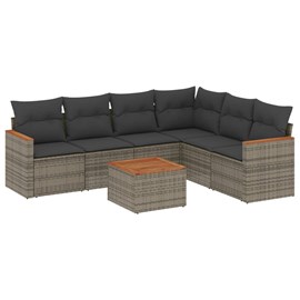 Maison exclusive - salon de jardin avec coussins 7 pcs gris résine tressée