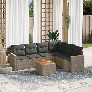 Maison exclusive - salon de jardin avec coussins 7 pcs gris résine tressée