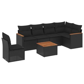 Maison exclusive - salon de jardin 7 pcs avec coussins noir résine tressée