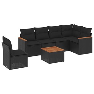 Maison exclusive - salon de jardin 7 pcs avec coussins noir résine tressée
