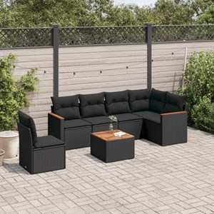 Maison exclusive - salon de jardin 7 pcs avec coussins noir résine tressée