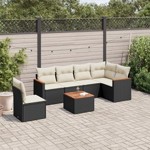 Maison exclusive - salon de jardin 7 pcs avec coussins noir résine tressée