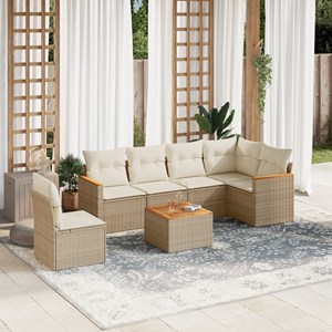 Maison exclusive - salon de jardin avec coussins 7 pcs beige résine tressée