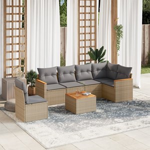 Maison exclusive - salon de jardin avec coussins 7pcs mélange beige résine tress
