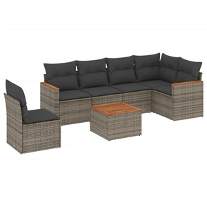 Maison exclusive - salon de jardin avec coussins 7 pcs gris résine tressée