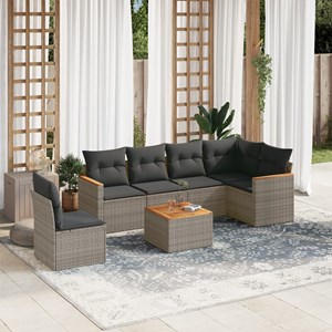 Maison exclusive - salon de jardin avec coussins 7 pcs gris résine tressée