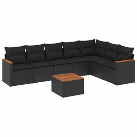 Maison exclusive - salon de jardin 8 pcs avec coussins noir résine tressée