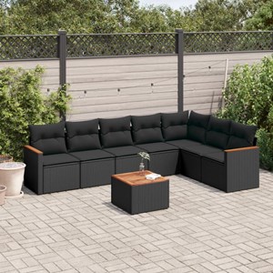 Maison exclusive - salon de jardin 8 pcs avec coussins noir résine tressée