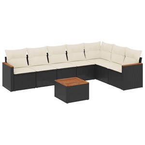 Maison exclusive - salon de jardin 8 pcs avec coussins noir résine tressée