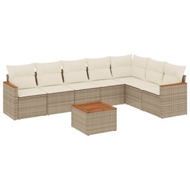 Maison exclusive - salon de jardin avec coussins 8 pcs beige résine tressée