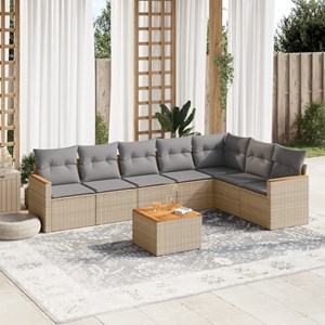 Maison exclusive - salon de jardin avec coussins 8pcs mélange beige résine tress