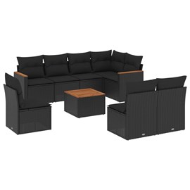 Maison exclusive - salon de jardin 9 pcs avec coussins noir résine tressée