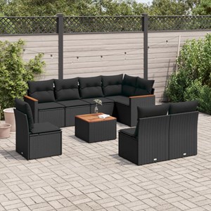 Maison exclusive - salon de jardin 9 pcs avec coussins noir résine tressée