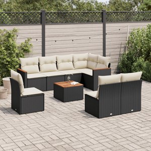 Maison exclusive - salon de jardin 9 pcs avec coussins noir résine tressée