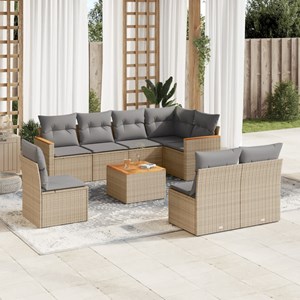Maison exclusive - salon de jardin avec coussins 9pcs mélange beige résine tress