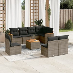 Maison exclusive - salon de jardin 9 pcs avec coussins gris résine tressée