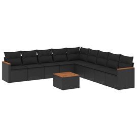 Maison exclusive - salon de jardin 10 pcs avec coussins noir résine tressée