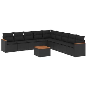 Maison exclusive - salon de jardin 10 pcs avec coussins noir résine tressée