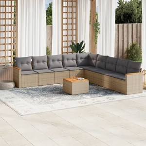 Maison exclusive - salon de jardin et coussins 10 pcs mélange beige résine tress