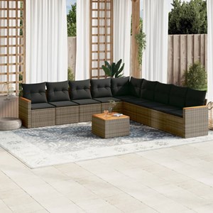 Maison exclusive - salon de jardin avec coussins 10 pcs gris résine tressée