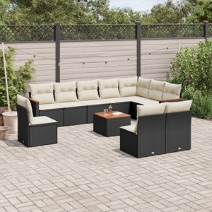 Maison exclusive - salon de jardin 11 pcs avec coussins noir résine tressée