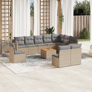 Maison exclusive - salon de jardin et coussins 11 pcs mélange beige résine tress