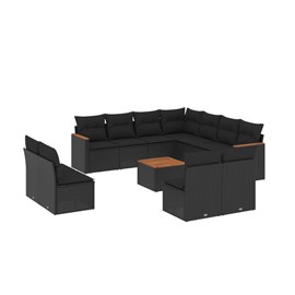 Maison exclusive - salon de jardin 12 pcs avec coussins noir résine tressée