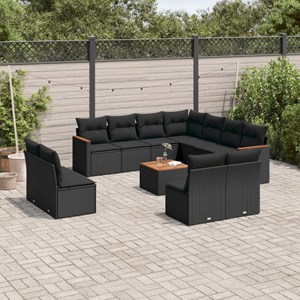 Maison exclusive - salon de jardin 12 pcs avec coussins noir résine tressée