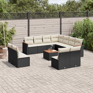 Maison exclusive - salon de jardin 12 pcs avec coussins noir résine tressée