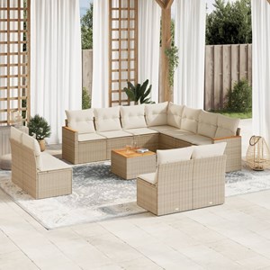 Maison exclusive - salon de jardin avec coussins 12 pcs beige résine tressée