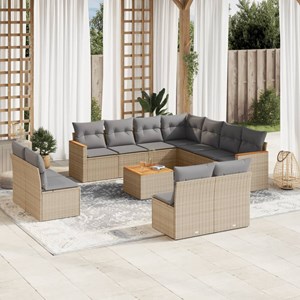 Maison exclusive - salon de jardin et coussins 12 pcs mélange beige résine tress