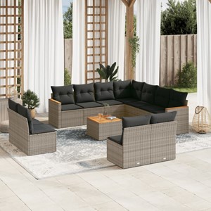 Maison exclusive - salon de jardin avec coussins 12 pcs gris résine tressée