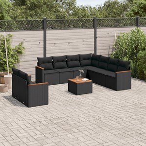 Maison exclusive - salon de jardin 10 pcs avec coussins noir résine tressée