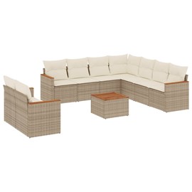 Maison exclusive - salon de jardin avec coussins 10 pcs beige résine tressée