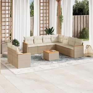 Maison exclusive - salon de jardin avec coussins 10 pcs beige résine tressée
