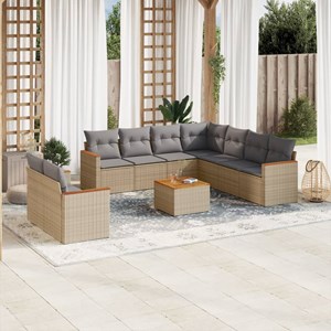 Maison exclusive - salon de jardin et coussins 10 pcs mélange beige résine tress