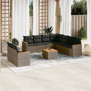 Maison exclusive - salon de jardin avec coussins 10 pcs gris résine tressée
