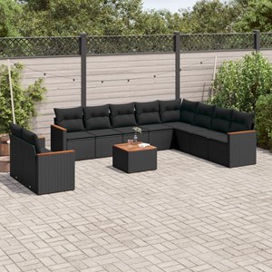 Maison exclusive - salon de jardin 11 pcs avec coussins noir résine tressée